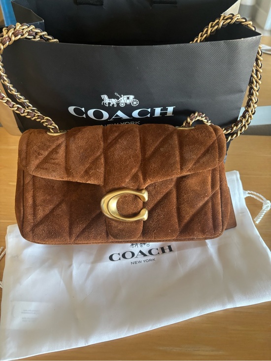 Coach Handbags - Coach Quilted Suede Shoulder Bag in Brown with Gold Hardware